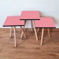 Set masute 3 piese, Leona, 3Shp369, MDF , Roz/Maro
