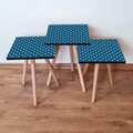 Set masute 3 piese, Leona, 3Shp370, MDF , Bleumarin/Alb