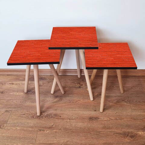 Set masute 3 piese, Leona, 3Shp371, MDF , Rosu