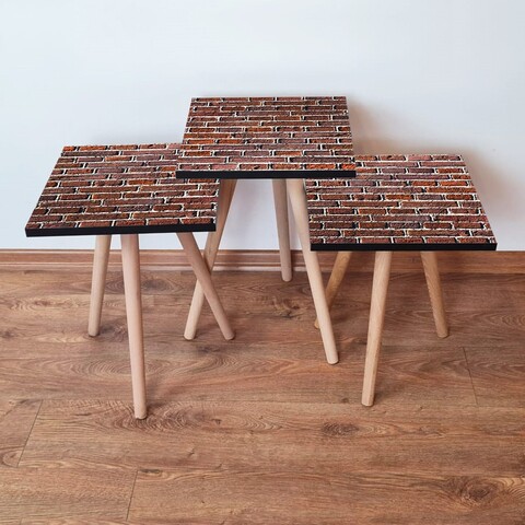 Set masute 3 piese, Leona, 3Shp372, MDF , Maro