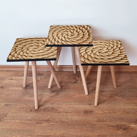 Set masute 3 piese, Leona, 3Shp374, MDF , Bej