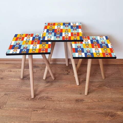 Set masute 3 piese, Leona, 3Shp375, MDF , Multicolor