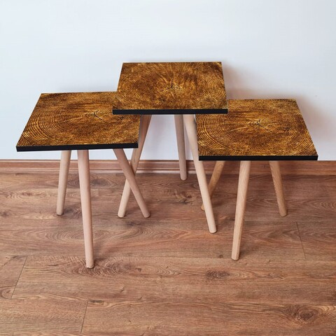 Set masute 3 piese, Leona, 3Shp379, MDF , Maro