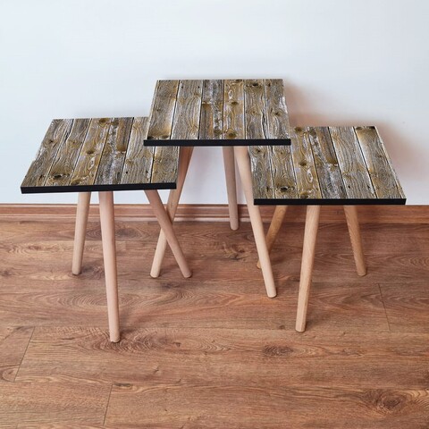 Set masute 3 piese, Leona, 3Shp381, MDF , Maro