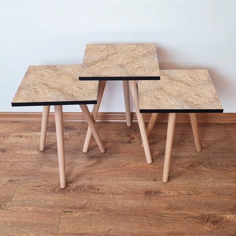 Set masute 3 piese, Leona, 3Shp389, MDF , Bej