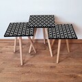 Set masute 3 piese, Leona, 3Shp395, MDF , Alb/Negru