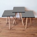 Set masute 3 piese, Leona, 3Shp396, MDF , Alb/Negru
