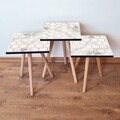 Set masute 3 piese, Leona, 3Shp397, MDF , Alb / Maro