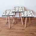 Set masute 3 piese, Leona, 3Shp400, MDF , Alb / Negru / Albastru / Galben