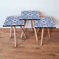 Set masute 3 piese, Leona, 3Shp41, MDF , Bleumarin / Albastru / Alb
