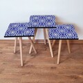 Set masute 3 piese, Leona, 3Shp45, MDF , Bleumarin/Alb
