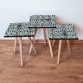 Set masute 3 piese, Leona, 3Shp54, MDF , Verde / Negru / Bej