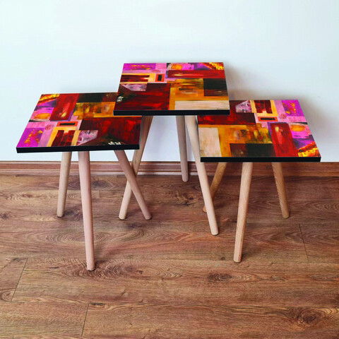 Set masute 3 piese, Leona, 3Shp55, MDF , Multicolor