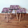 Set masute 3 piese, Leona, 3Shp61, MDF , Roz/Negru
