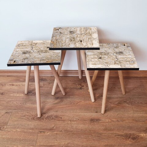 Set masute 3 piese, Leona, 3Shp67, MDF , Bej