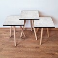 Set masute 3 piese, Leona, 3Shp68, MDF , Alb/Gri