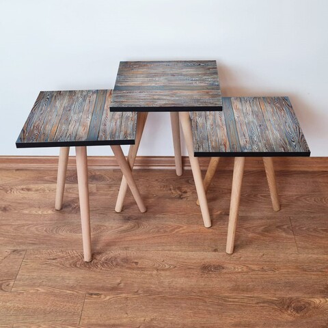 Set masute 3 piese, Leona, 3Shp69, MDF , Gri