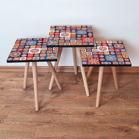 Set masute 3 piese, Leona, 3Shp7, MDF , Multicolor