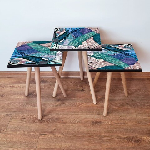 Set masute 3 piese, Leona, 3Shp80, MDF , Multicolor