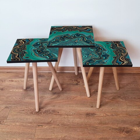 Set masute 3 piese, Leona, 3Shp87, MDF , Verde