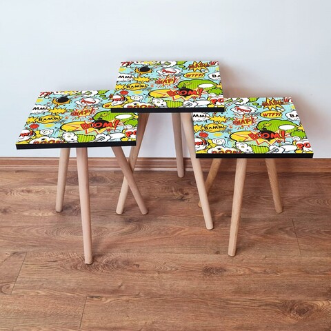 Set masute 3 piese, Leona, 3Shp9, MDF , Multicolor