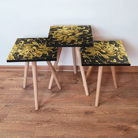 Set masute 3 piese, Leona, 3Shp93, MDF , Negru
