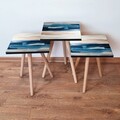 Set masute 3 piese, Leona, 3Shp94, MDF , Bleumarin / Albastru / Alb