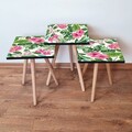 Set masute 3 piese, Leona, 3Shp97, MDF , Roz/Verde/Alb