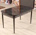 Masa extensibila, Beckley, Trend Bendır, 132x79x76 cm, PAL, Alb/Negru