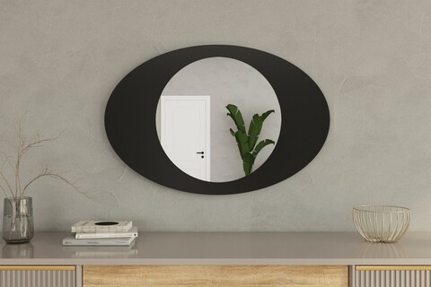 Oglinda decorativa, Siam, Obble, 60x90x2 cm, MDF , Negru