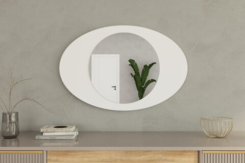 Oglinda decorativa, Siam, Obble, 60x90x2 cm, MDF , Alb
