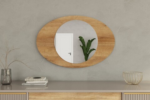 Oglinda decorativa, Siam, Obble, 60x90x2 cm, MDF , Maro