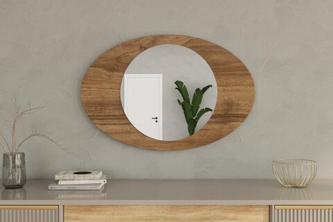 Oglinda decorativa, Siam, Obble, 60x90x2 cm, MDF , Maro