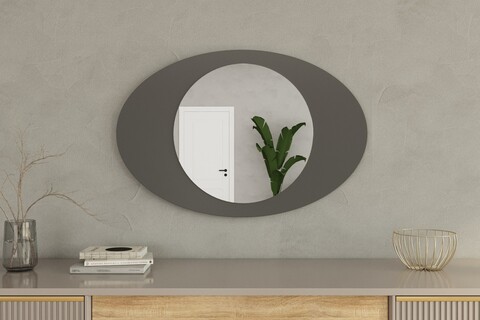 Oglinda decorativa, Siam, Obble, 60x90x2 cm, MDF , Antracit