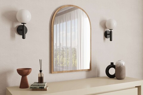 Oglinda decorativa, Siam, Brilya, 60x90x2 cm, MDF , Stejar