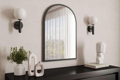 Oglinda decorativa, Siam, Brilya, 60x90x2 cm, MDF , Negru