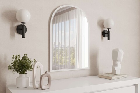 Oglinda decorativa, Siam, Brilya, 60x90x2 cm, MDF , Alb
