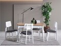 Set masa extensibila si 4 scaune, Hanah Home, Milla, Alb / Natural