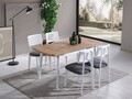 Set masa extensibila si 4 scaune, Hanah Home, Milla, Alb / Natural