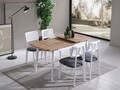 Set masa extensibila si 4 scaune, Hanah Home, Milla, Alb / Natural