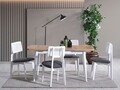Set masa extensibila si 4 scaune, Hanah Home, Milla, Alb / Natural