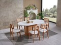 Set masa si 6 scaune, Hanah Home, Pera, Alb / Natural