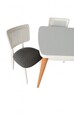 Set masa extensibila si 4 scaune, Hanah Home, Lina, Alb lemn / Negru
