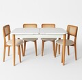 Set masa extensibila si 4 scaune, Hanah Home, Natura, Alb lemn / Stejar