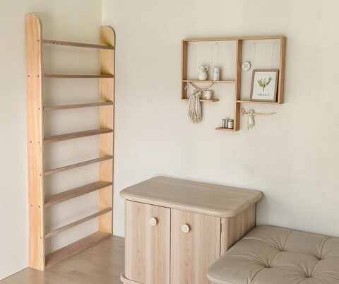 Corp biblioteca, Rosewood, BLTYZ-AKTV033 , 120x8x50 cm, Lemn masiv de pin, Stejar
