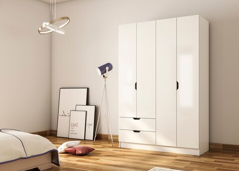 Dulap pentru haine, Rabi, Rb-156, 120x180x45 cm, PAL, Alb mat