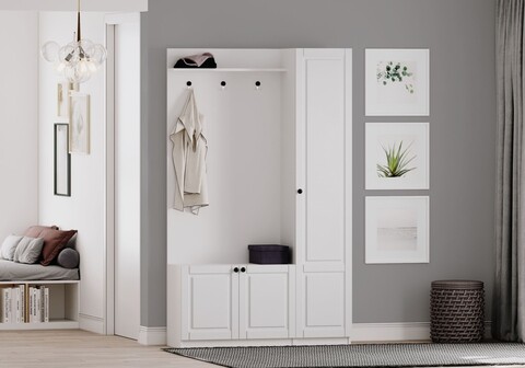 Cuier de perete, Rabi, Rb-044, 120x200x35 cm, PAL, Alb mat