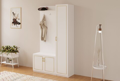 Cuier de perete, Rabi, Rb-092, 120x200x35 cm, PAL, Alb mat