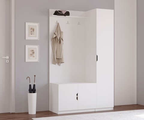 Cuier de perete, Rabi, Rb-159, 120x200x35 cm, PAL, Alb mat