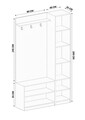 Cuier de perete, Rabi, Rb-159, 120x200x35 cm, PAL, Alb mat